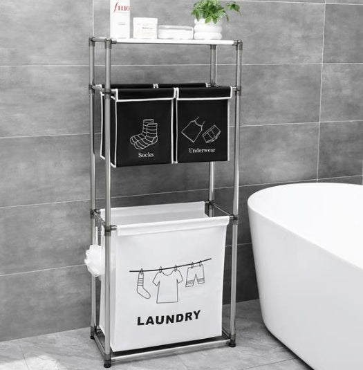 Laundry Basket 3-tier Laundry Sorter With 4 Removable Bags For Organizing Clothes, Laundry, Light Laundry, Dark Laundry, 3 Hooks