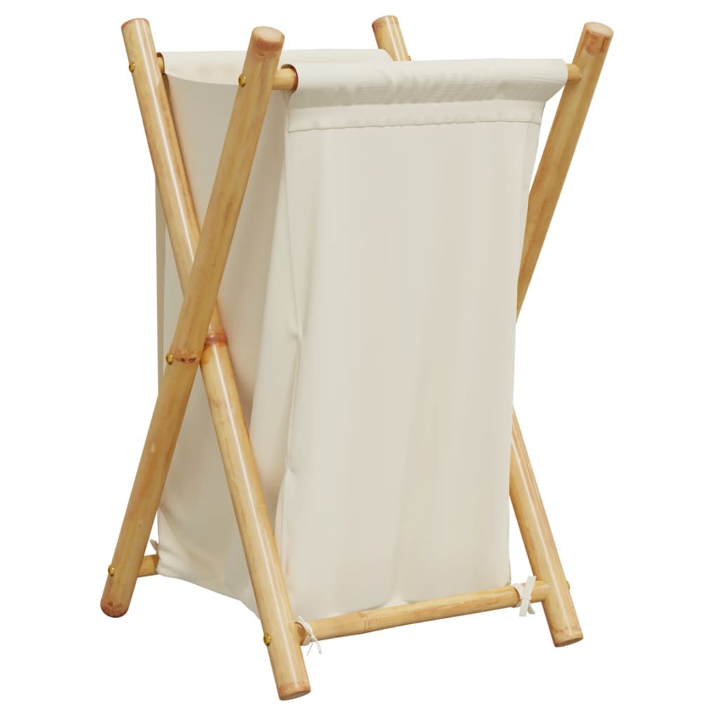 Laundry Basket Cream White 41.5x36x63.5 cm   Laundry Basket Cream White