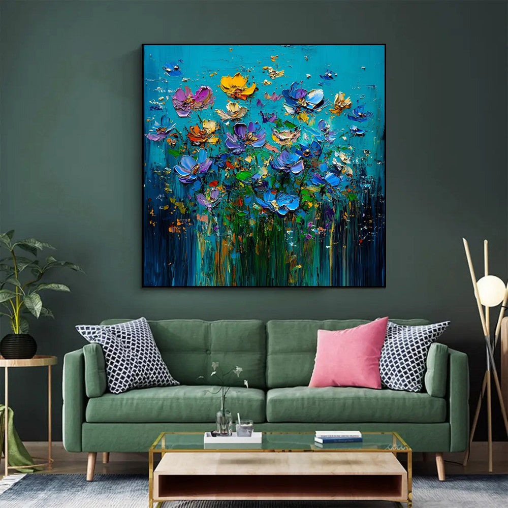 Hand-painted Knife Flower Oil Paintings Modern Floral Restaurant Wall Paintings Home Decoration Art Picture Abstract Canvas Textured 3D Posters