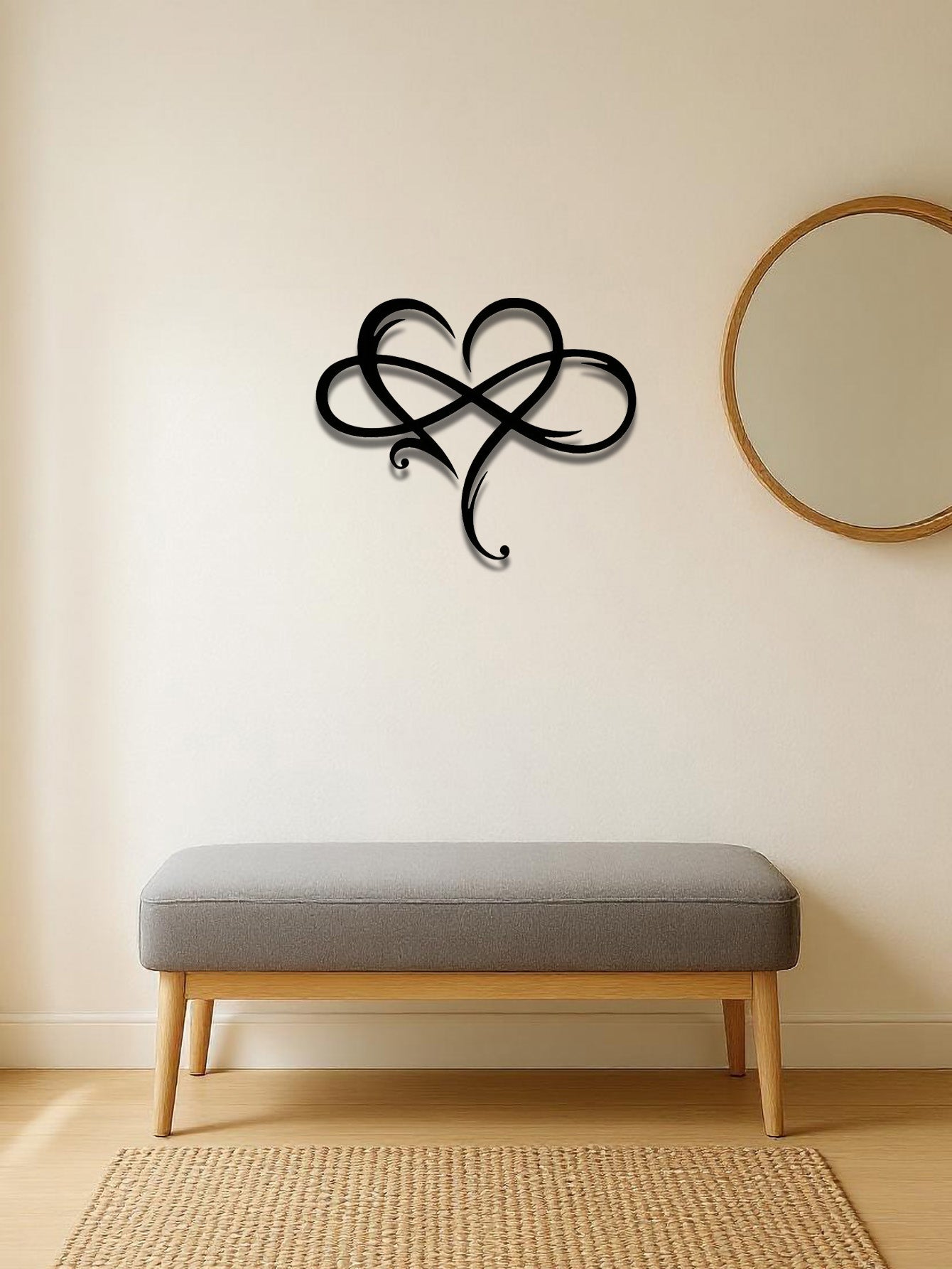 1pc Infinity Heart Metal Wall Decor Black,Heart Love Sign Plaque Elegant Bedroom