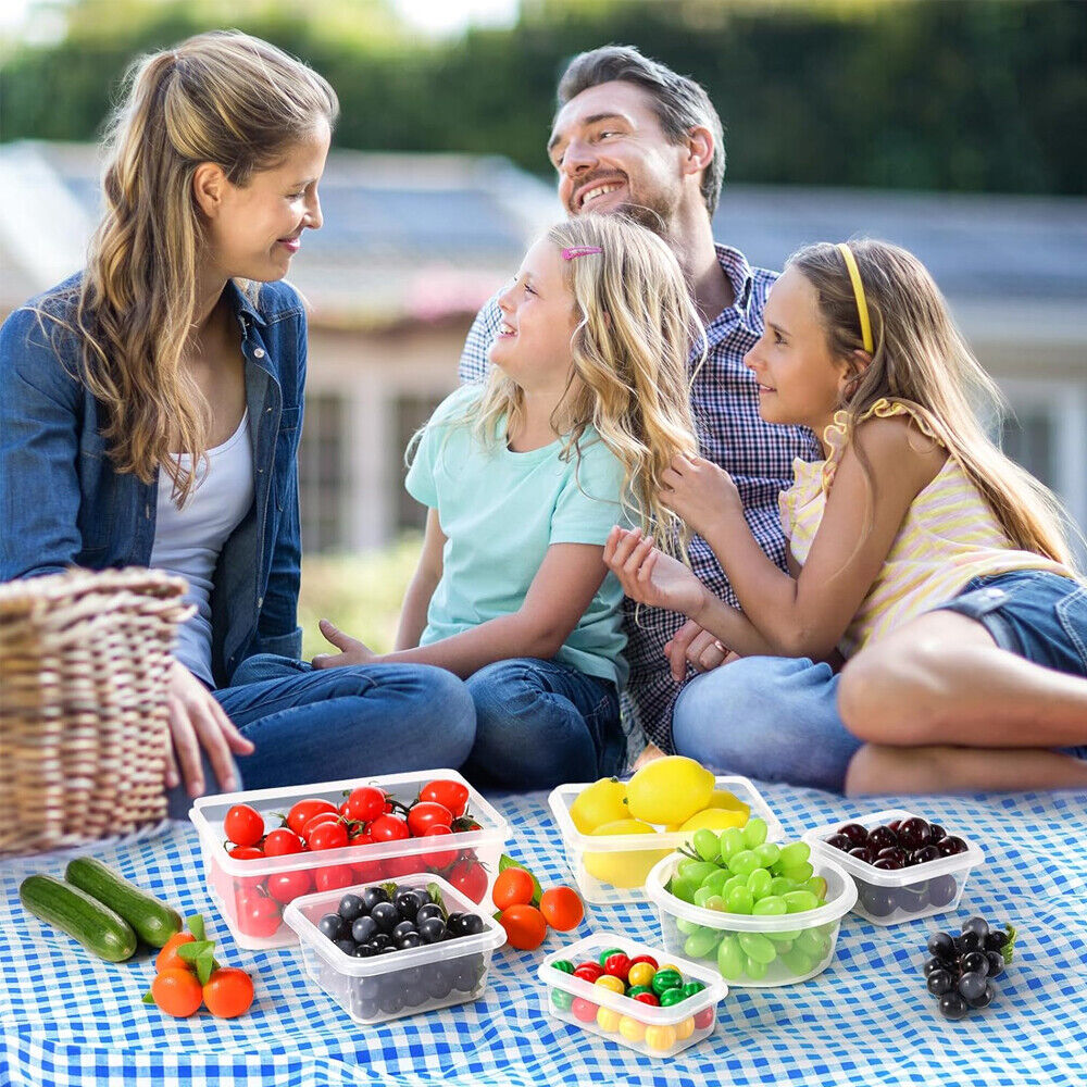 24X Clear Plastic Food Containers With Lids Microwave Freezer Safe Storage Boxes