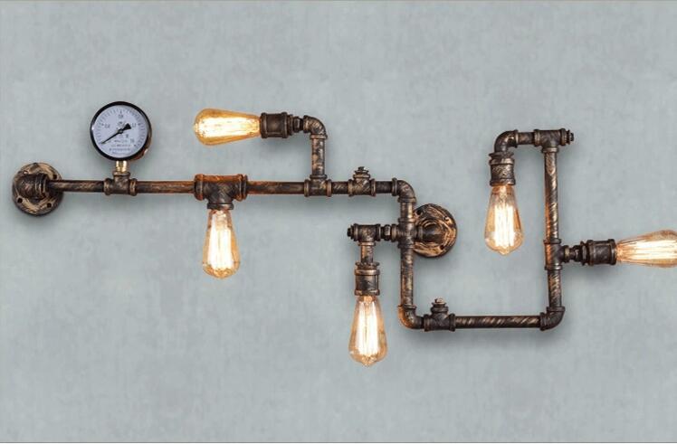 Personalized Iron Water Pipe Decoration Wall Lamp