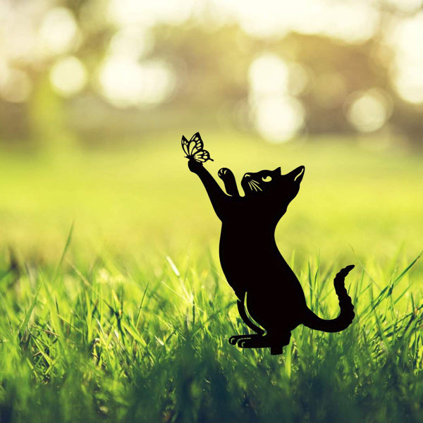 CIFbuy Minimalist Black Iron Cat Sculpture Outdoor Garden Patio Lawn Decor (TikTok, Temu Pick-up Service)