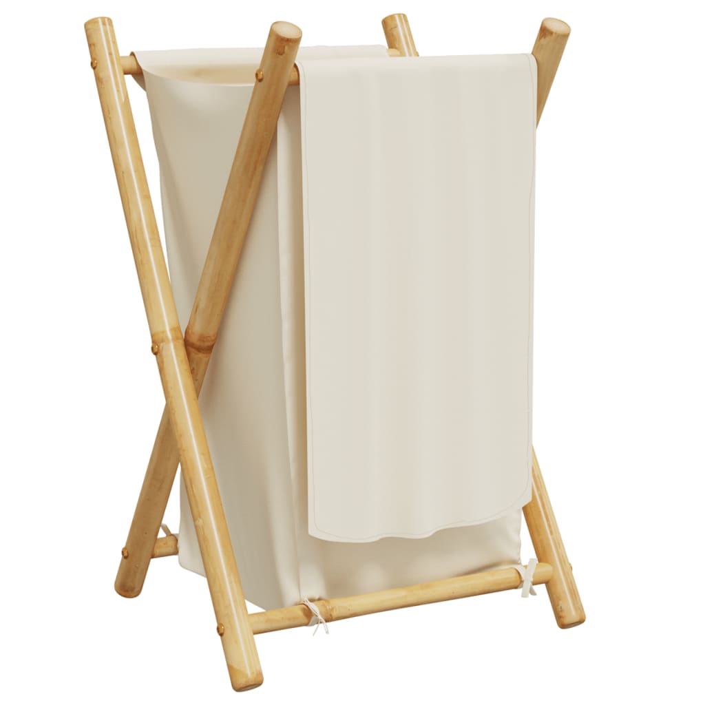 Laundry Basket Cream White 41.5x36x63.5 cm   Laundry Basket Cream White