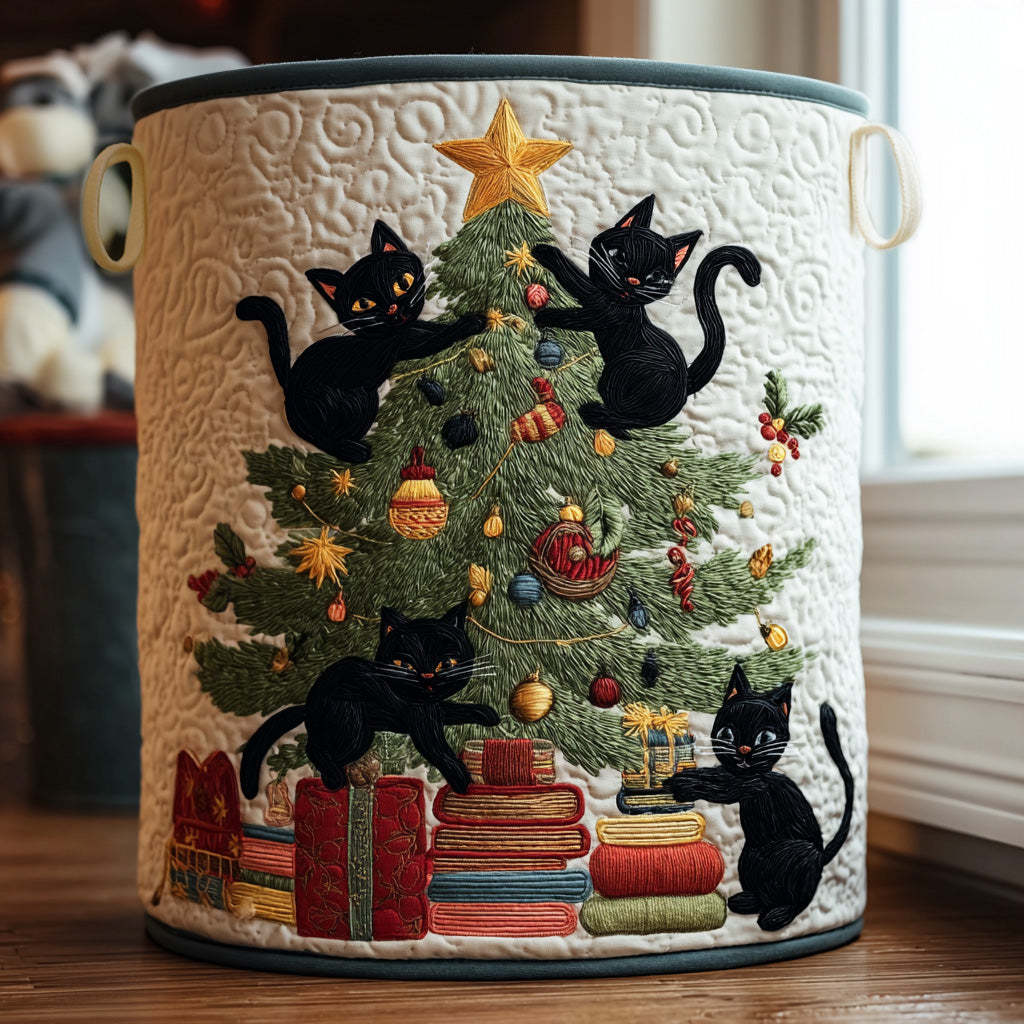 Quilted Embroidery Laundry Basket Storage Box Laundry Hamper