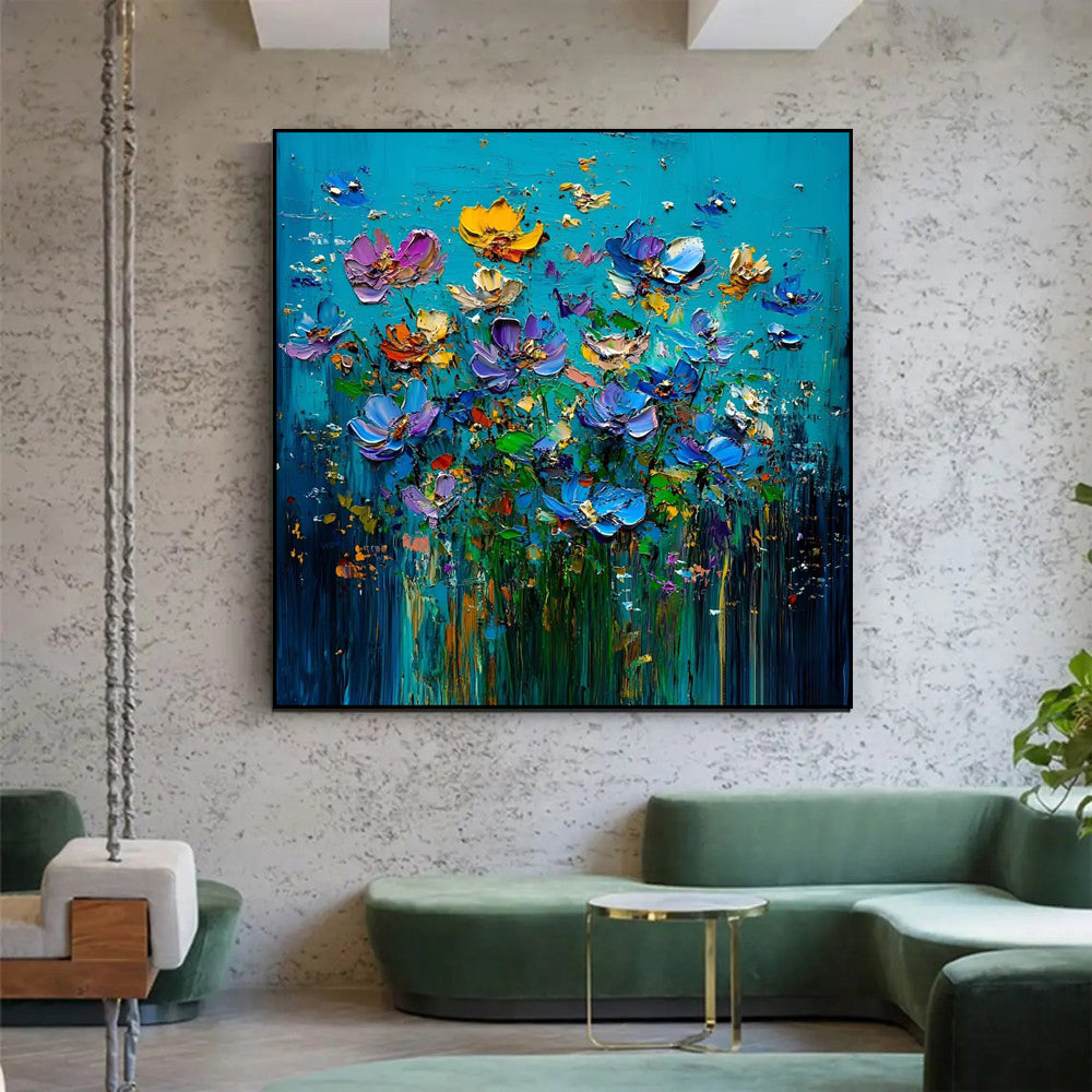 Hand-painted Knife Flower Oil Paintings Modern Floral Restaurant Wall Paintings Home Decoration Art Picture Abstract Canvas Textured 3D Posters