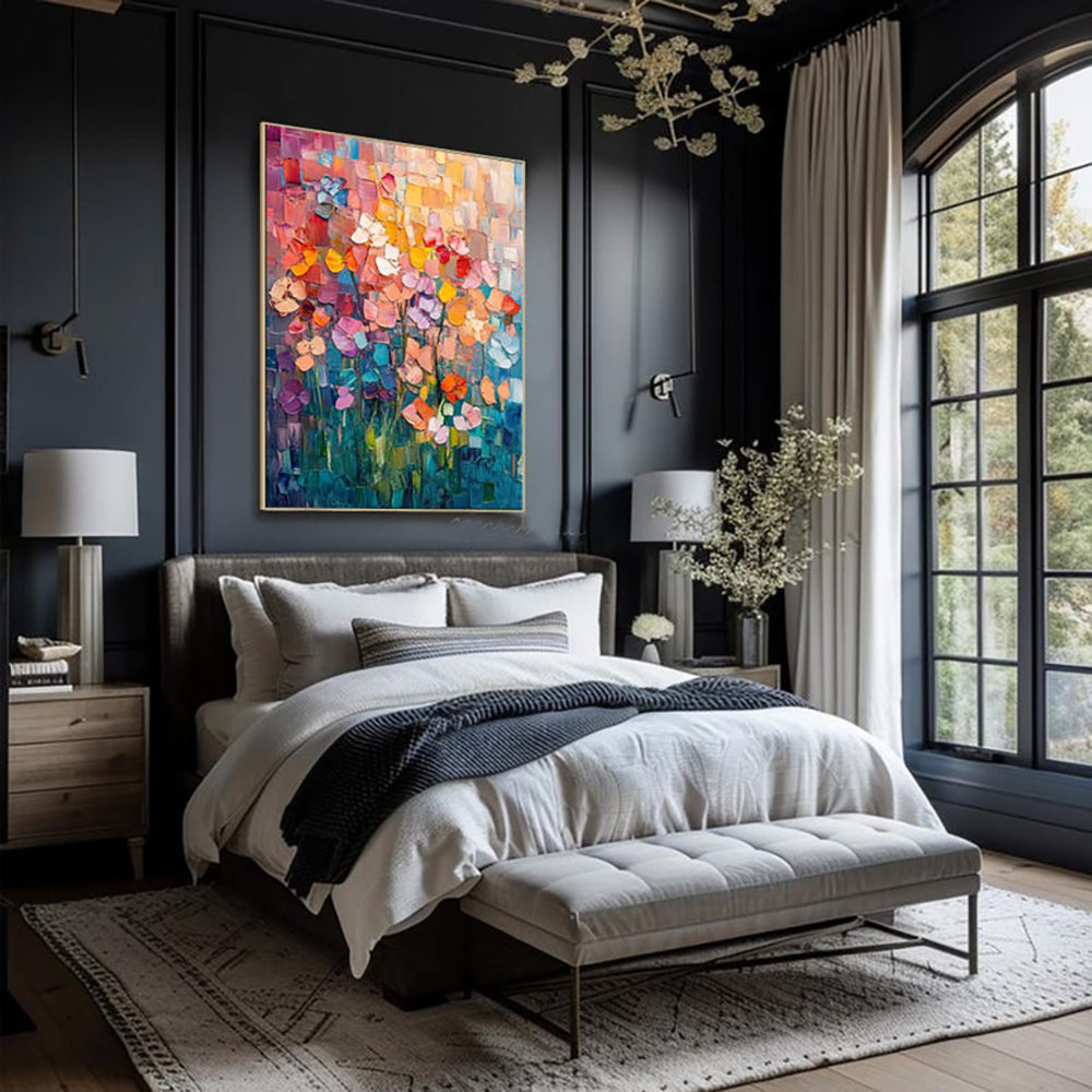 Hand-painted Oil Paintings Abstract Tulip Flower Modern Wall Paintings Home Decoration Art Picture Abstract Canvas Textured 3D Posters Home Room Decor