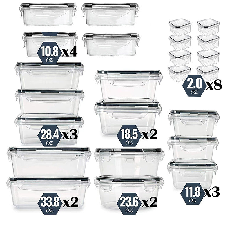 24X Clear Plastic Food Containers With Lids Microwave Freezer Safe Storage Boxes
