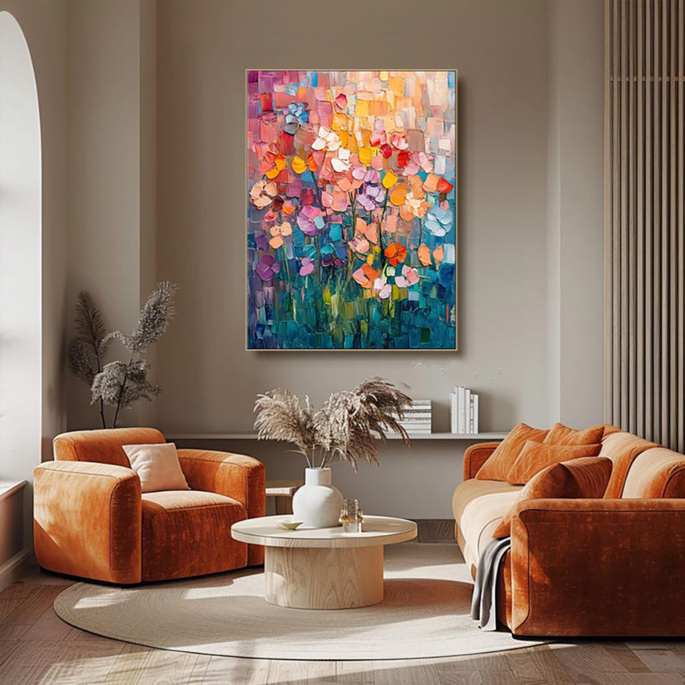 Hand-painted Oil Paintings Abstract Tulip Flower Modern Wall Paintings Home Decoration Art Picture Abstract Canvas Textured 3D Posters Home Room Decor