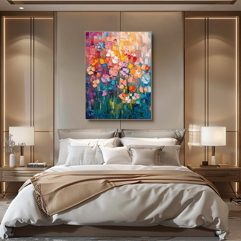 Hand-painted Oil Paintings Abstract Tulip Flower Modern Wall Paintings Home Decoration Art Picture Abstract Canvas Textured 3D Posters Home Room Decor