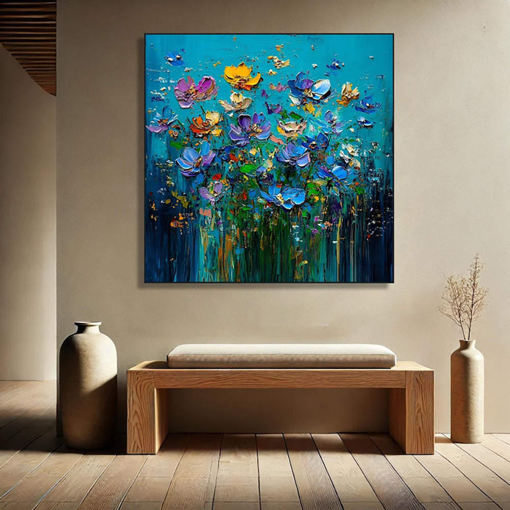 Hand-painted Knife Flower Oil Paintings Modern Floral Restaurant Wall Paintings Home Decoration Art Picture Abstract Canvas Textured 3D Posters