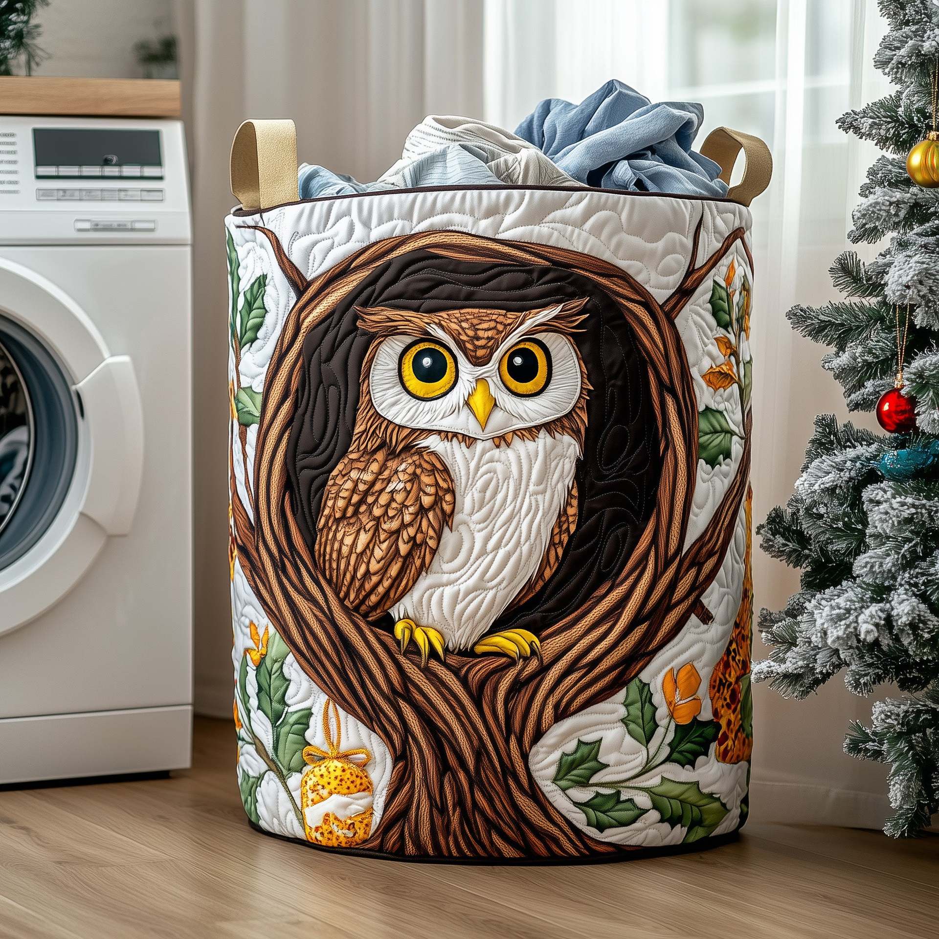 Quilted Embroidery Laundry Basket Storage Box Laundry Hamper