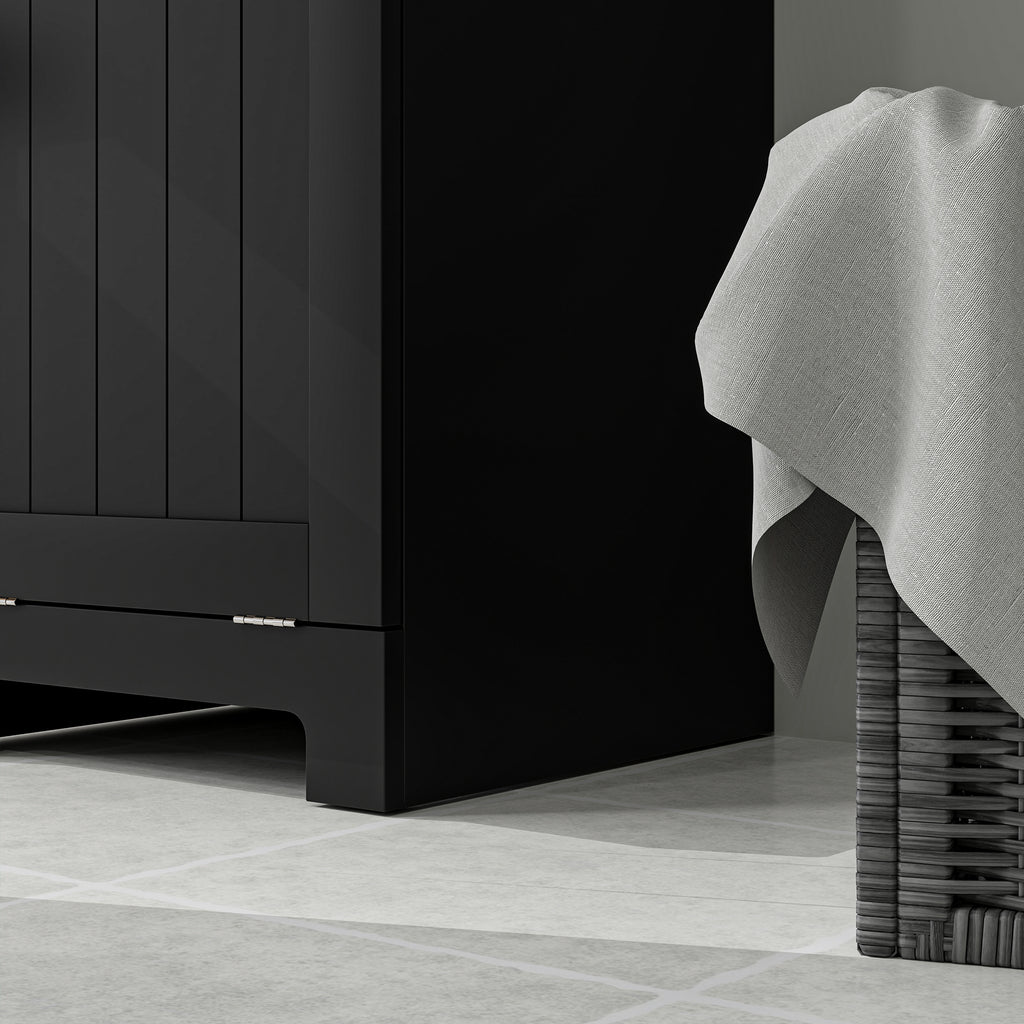 Laundry Hamper Cabinet, Laundry Cabinet with Tilt Out Laundry Basket and Drawer, Black