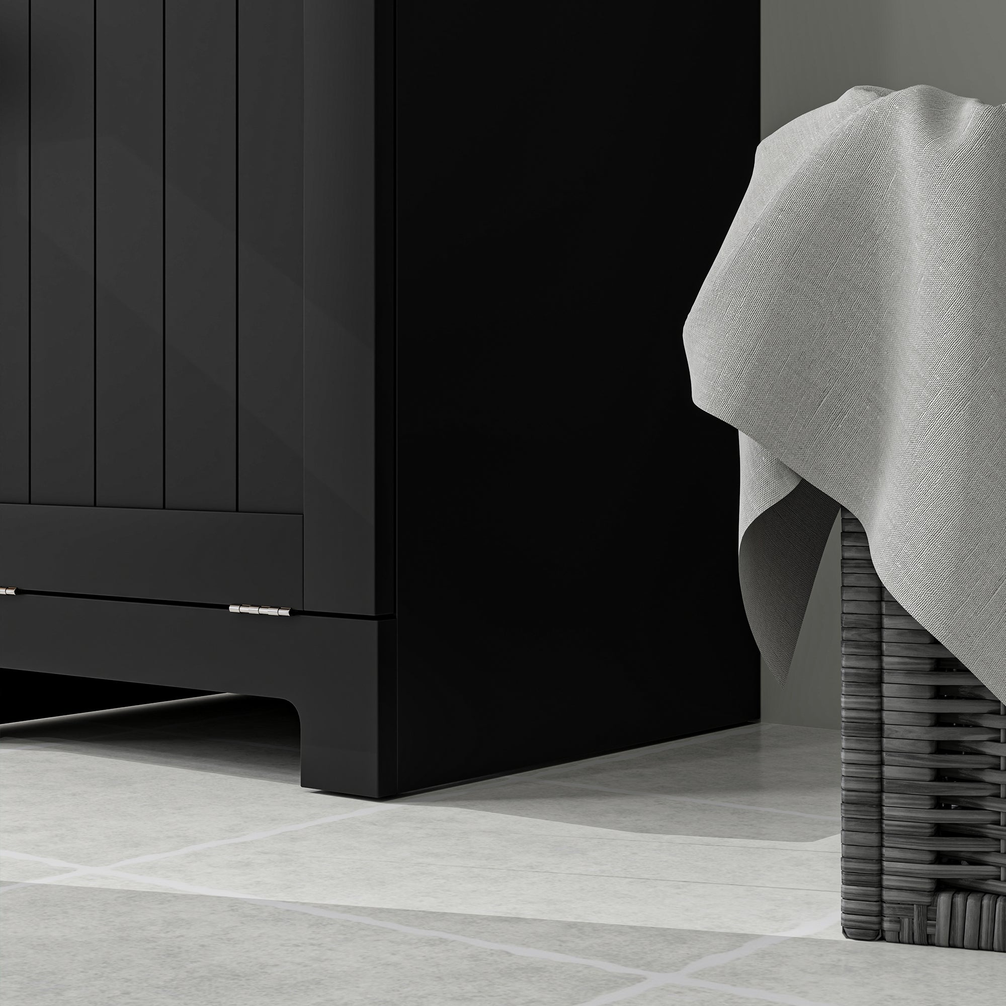 Laundry Hamper Cabinet, Laundry Cabinet with Tilt Out Laundry Basket and Drawer, Black