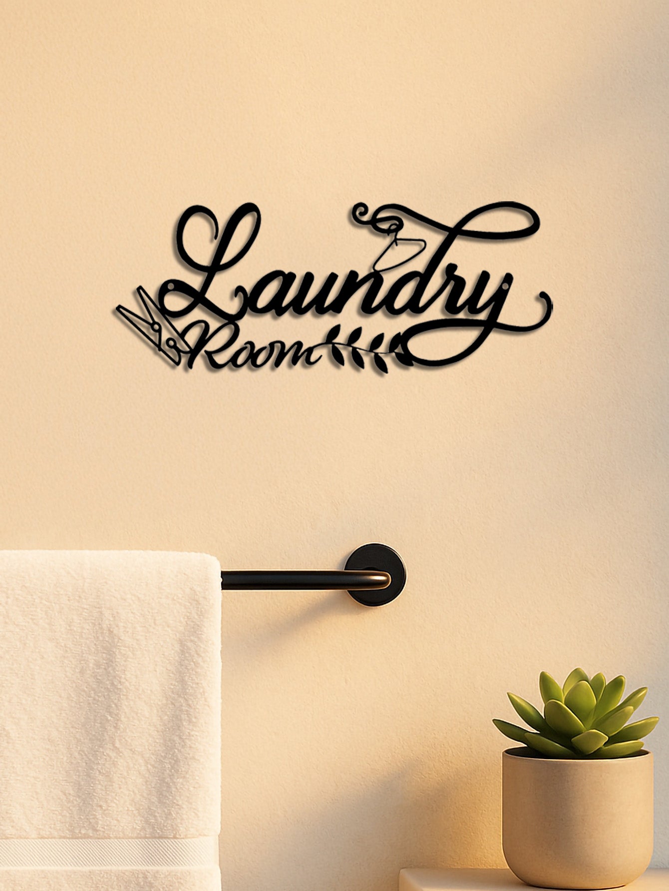 Vintage Metal Wall Sign W Pediment - Laundry, Bar, Cafe Decor,Retro Plaque Art