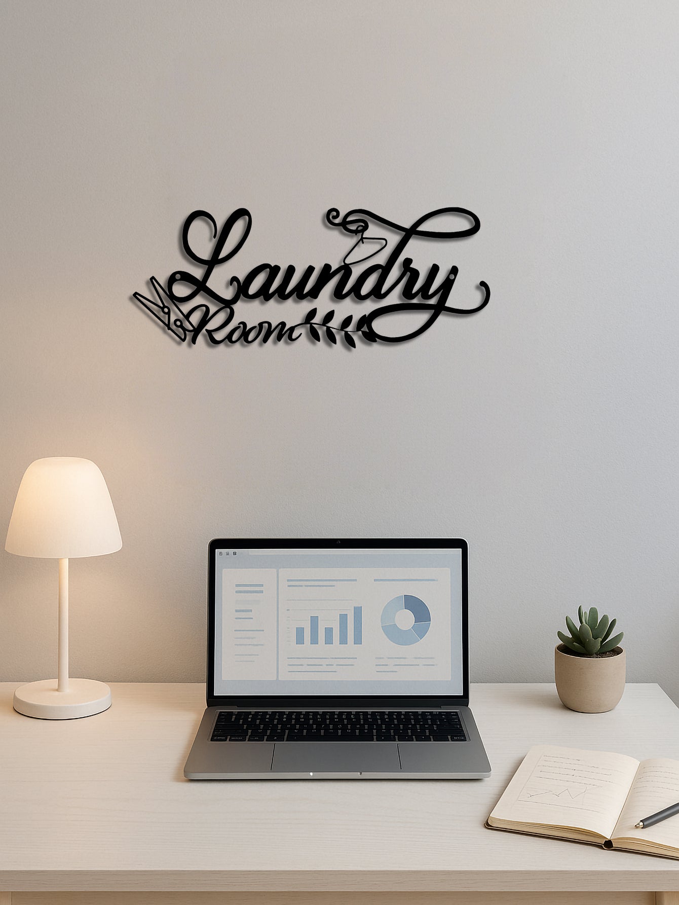 Vintage Metal Wall Sign W Pediment - Laundry, Bar, Cafe Decor,Retro Plaque Art