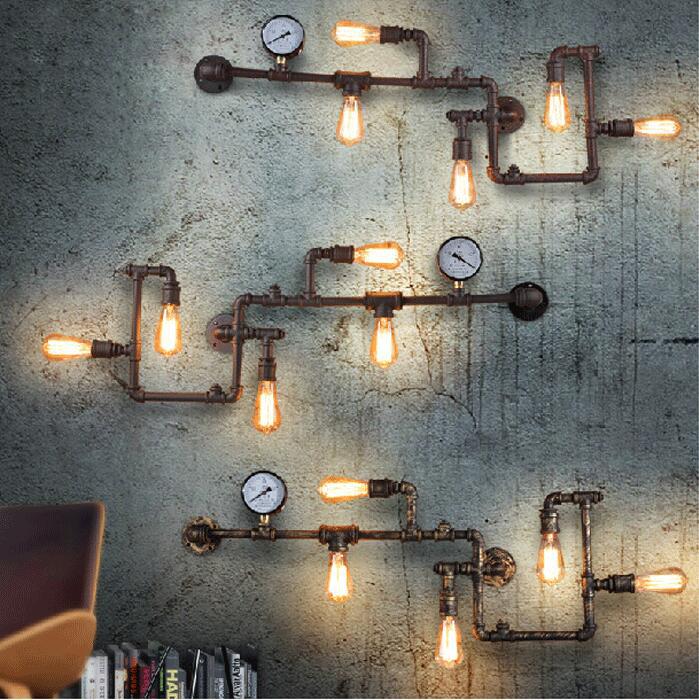 Personalized Iron Water Pipe Decoration Wall Lamp