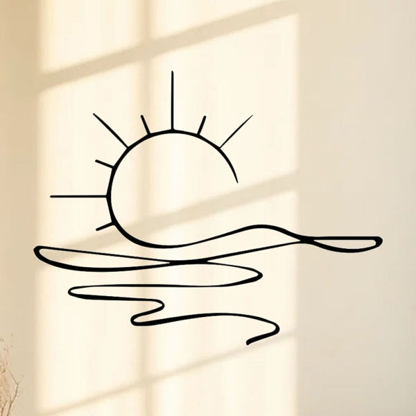 Minimalist Sunrise Wall Art - Modern Metal Iron Wall Decor, Abstract Sun Line Design For Home , Elegant Housewarming & Wedding Gift, Versatile For Living Room, Bedroom, Bathroom, Kitchen & Halloween