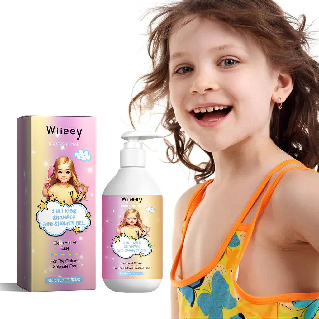 Wiieey 2 In 1 Kids Shampoo And Shower Gel, Repair Dry Hair End And Scalp Massage Gently Clean And Smooth Hair