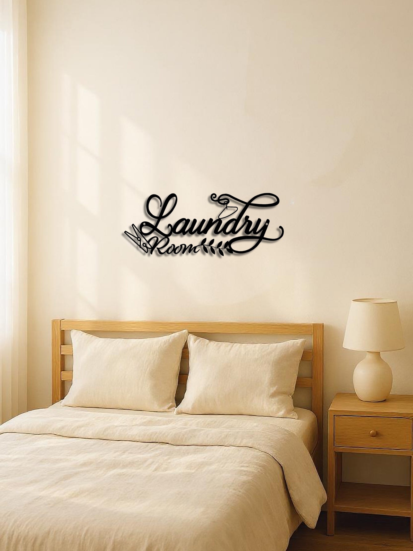 Vintage Metal Wall Sign W Pediment - Laundry, Bar, Cafe Decor,Retro Plaque Art