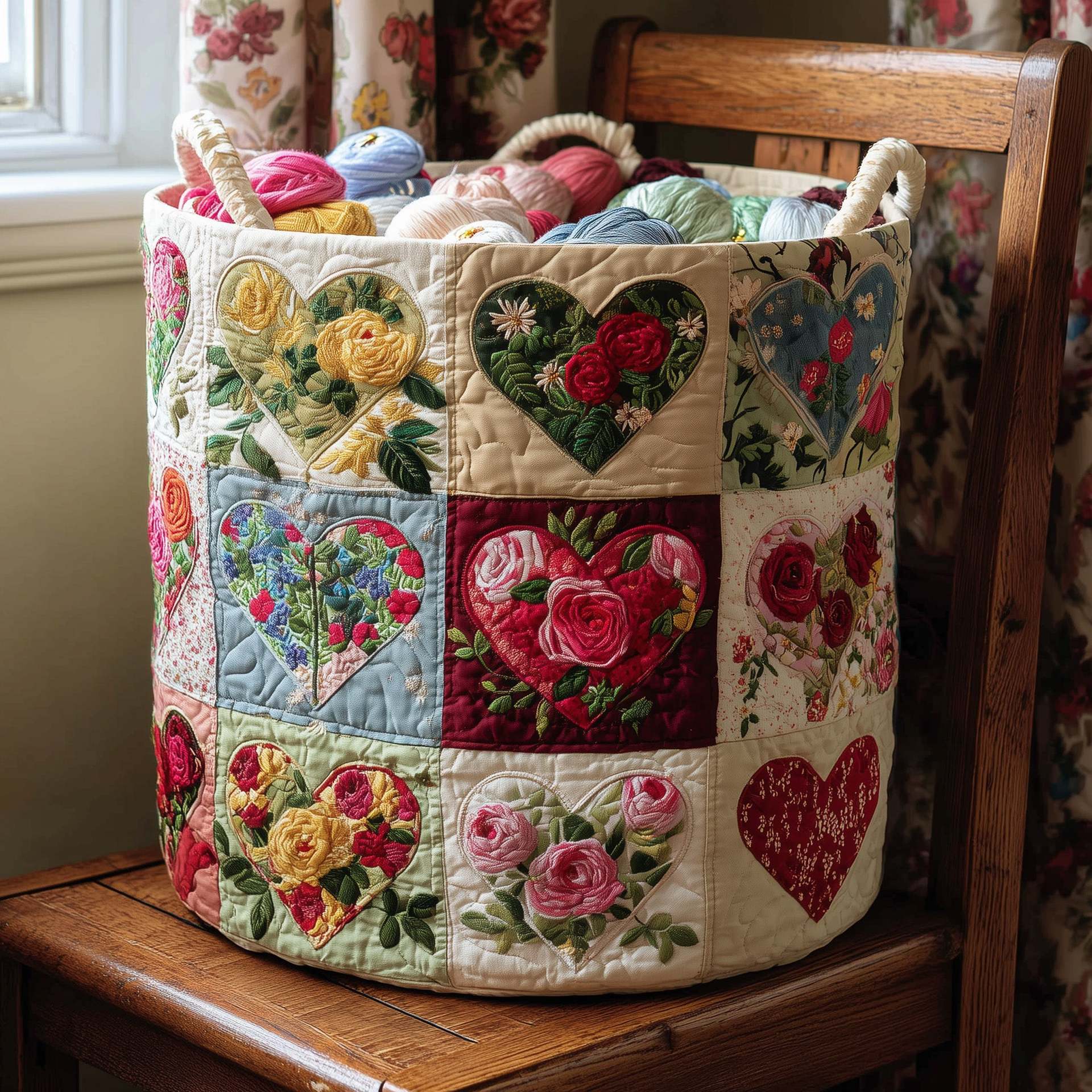 Quilted Embroidery Laundry Basket Storage Box Laundry Hamper