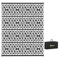Reversible Outdoor Rug Carpet RV Camping Rugs with Carry Bag, 8' x 10', Black & White Chain