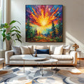 Hand-painted Oil Paintings Sun Rises In The Deep Forest Shining With Brilliant Light Modern Wall Paintings Home Decoration Art Picture Landscape Canvas Textured 3D Posters
