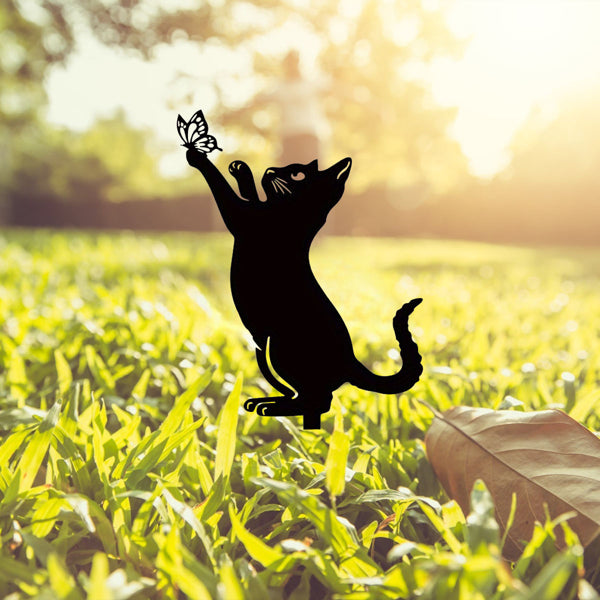 CIFbuy Minimalist Black Iron Cat Sculpture Outdoor Garden Patio Lawn Decor (TikTok, Temu Pick-up Service)