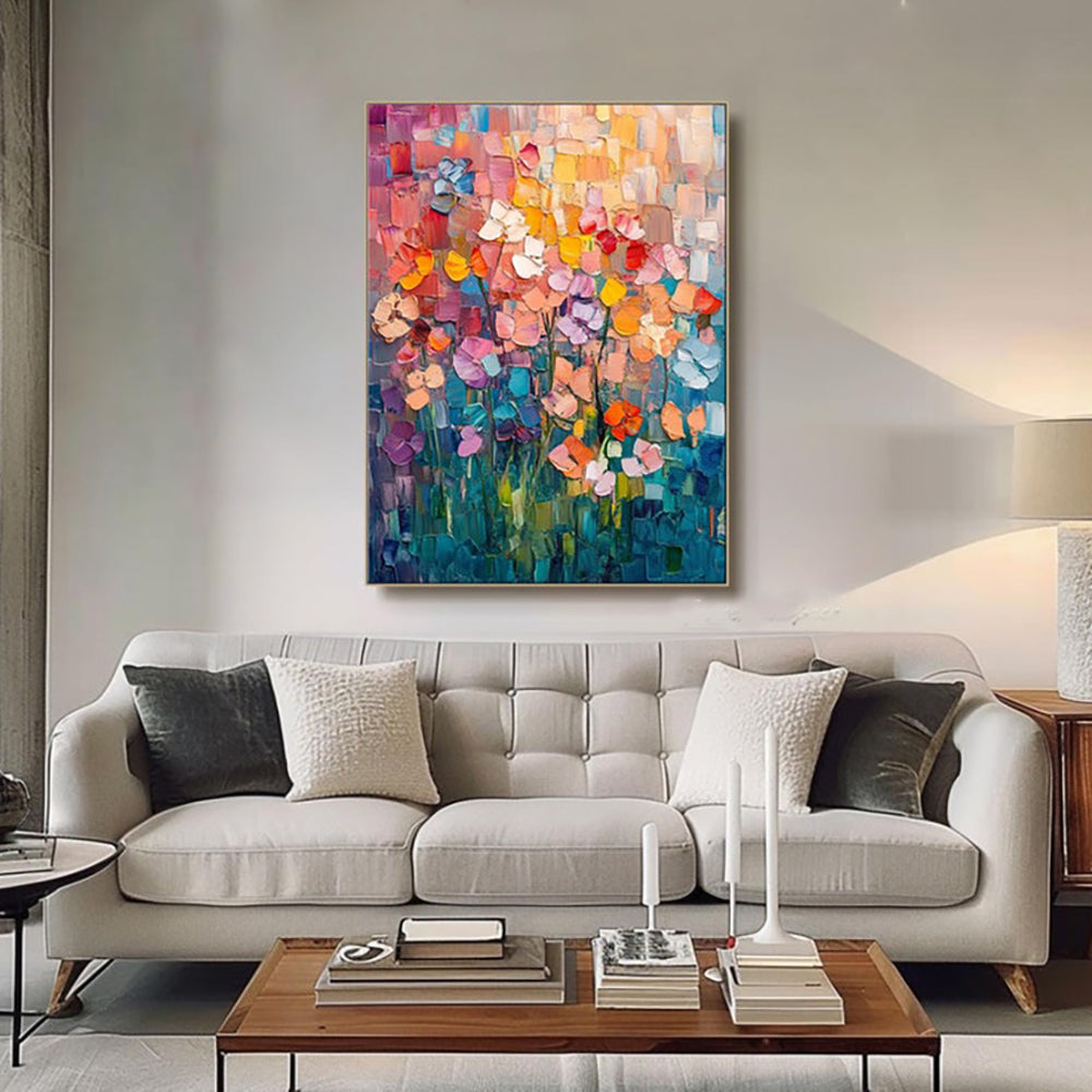 Hand-painted Oil Paintings Abstract Tulip Flower Modern Wall Paintings Home Decoration Art Picture Abstract Canvas Textured 3D Posters Home Room Decor