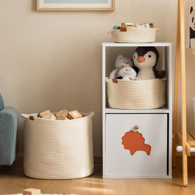 Laundry Basket Woven Cotton String Large Laundry Basket High Laundry Basket Foldable Basket