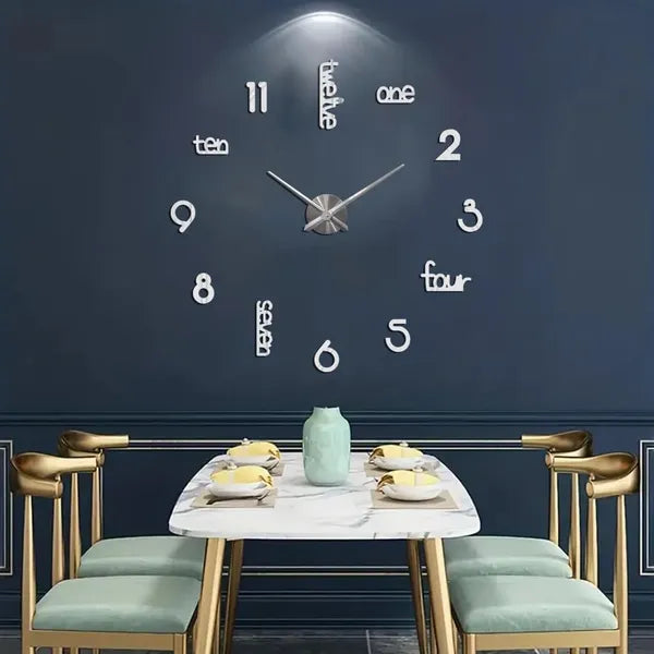 Large Modern Art Deco Wall Clock Silent Acrylic Unique Decorative Wall Clocks For Living Room Bedroom Home Office Hotel Classroom (Black)
