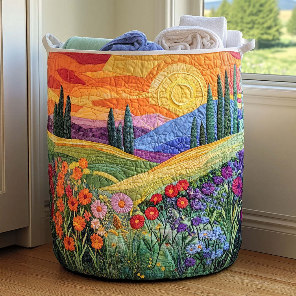 Quilted Embroidery Laundry Basket Storage Box Laundry Hamper