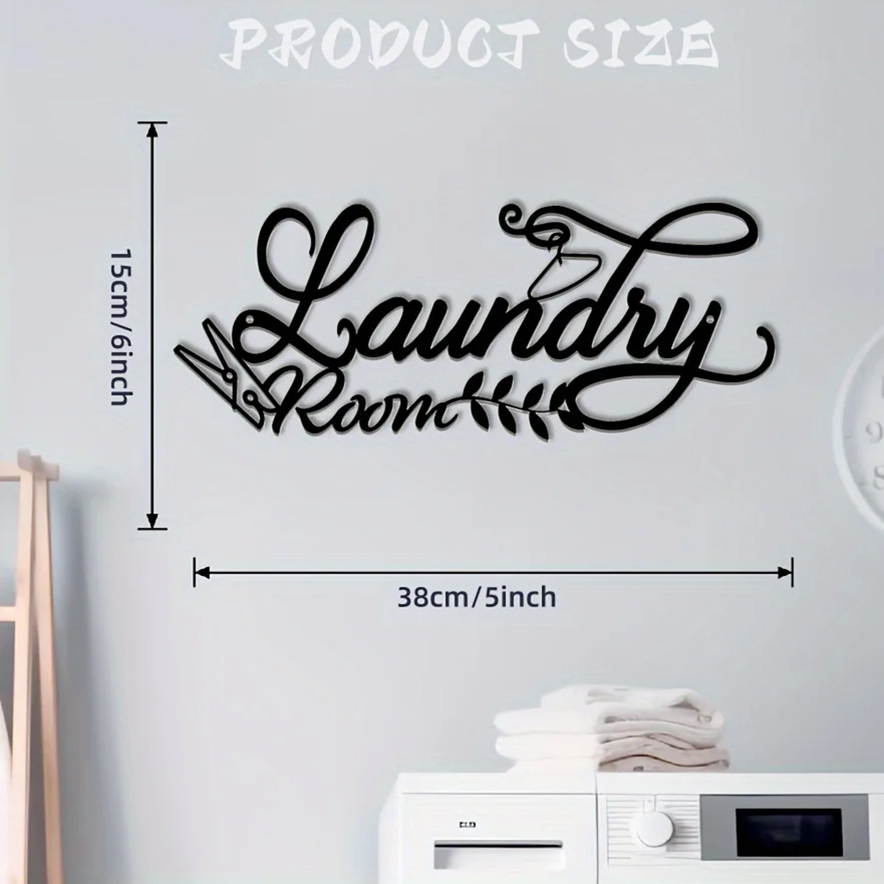 Vintage Metal Wall Sign W Pediment - Laundry, Bar, Cafe Decor,Retro Plaque Art