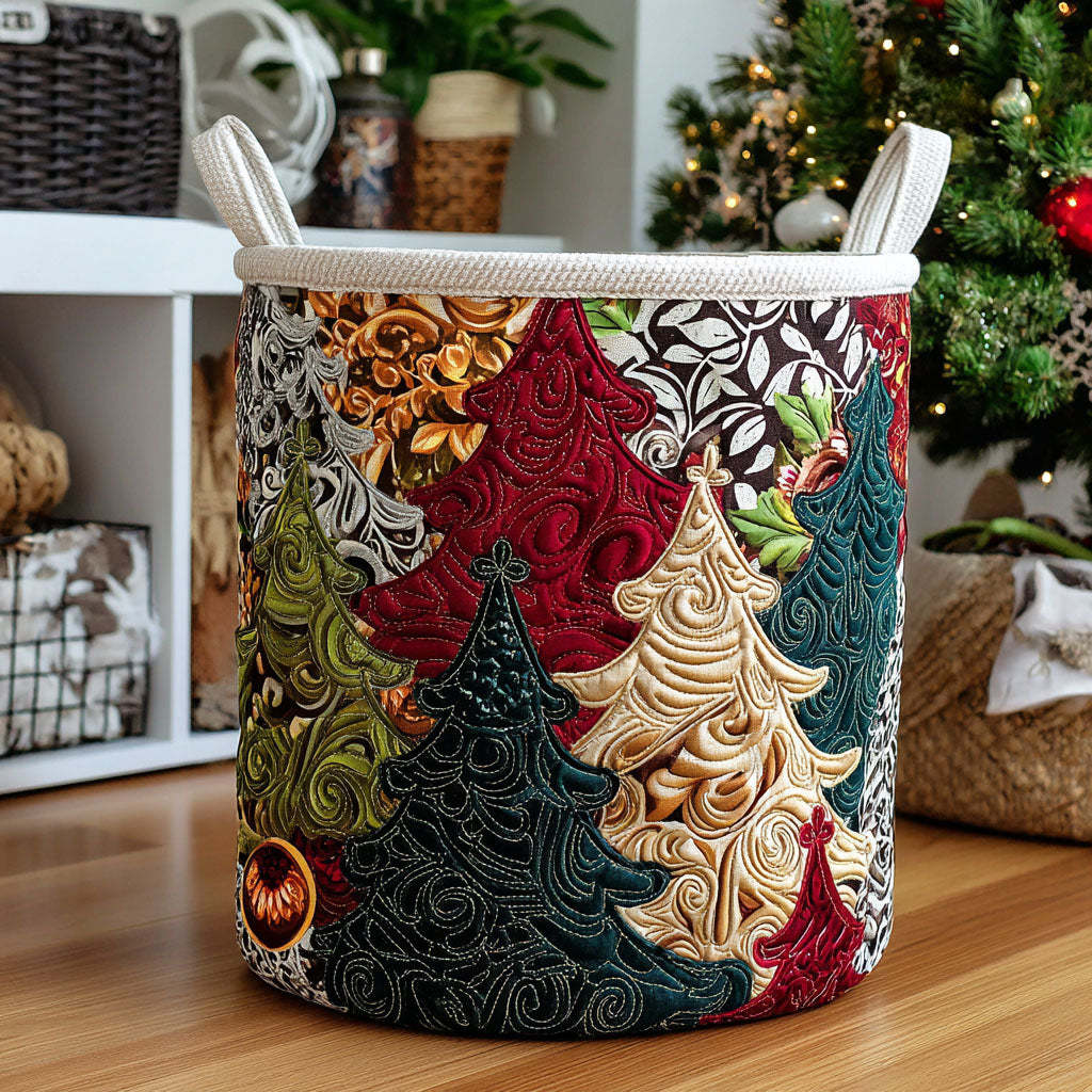 Quilted Embroidery Laundry Basket Storage Box Laundry Hamper