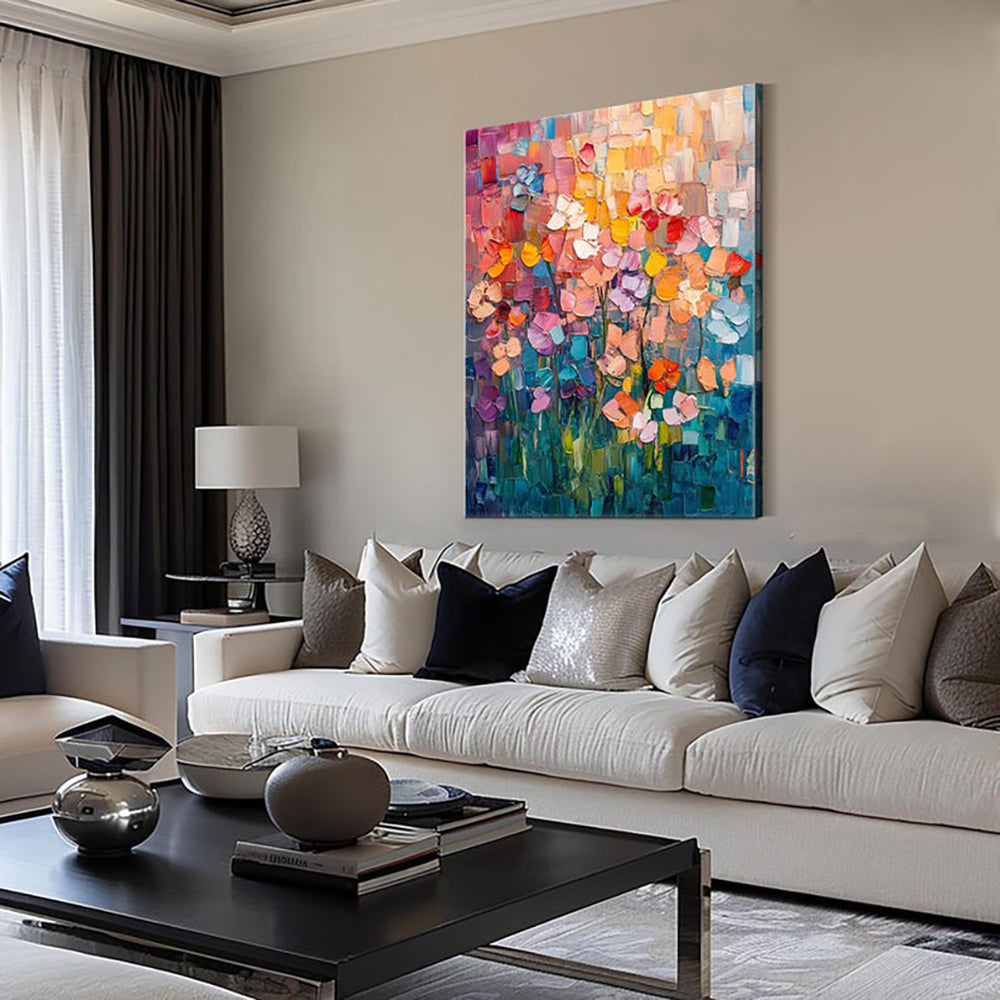 Hand-painted Oil Paintings Abstract Tulip Flower Modern Wall Paintings Home Decoration Art Picture Abstract Canvas Textured 3D Posters Home Room Decor