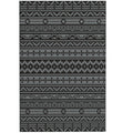Reversible Outdoor Rug, Waterproof Plastic Straw with Carry Bag, 6' x 9', Black & Gray Geometric Wall