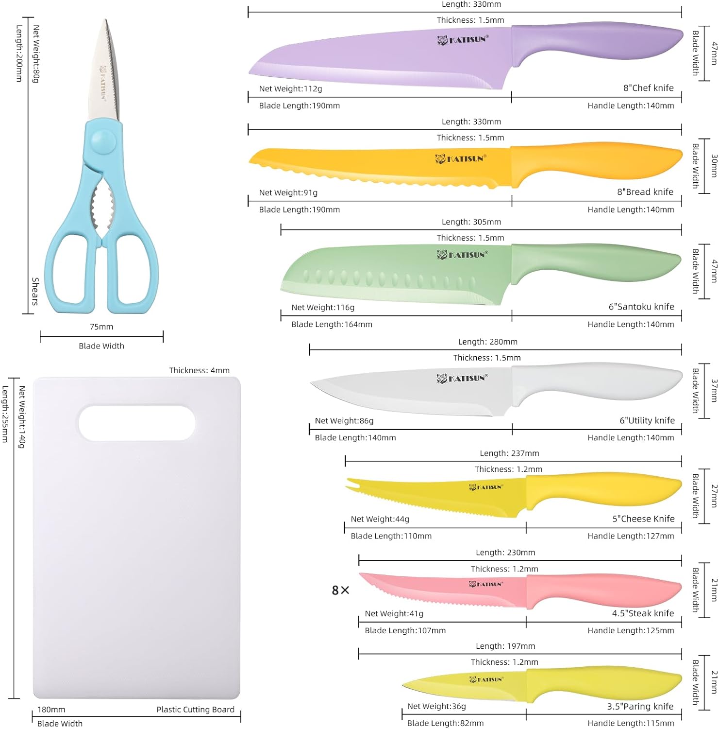 30 Piece  Knife Set With Kitchen Cutting Board