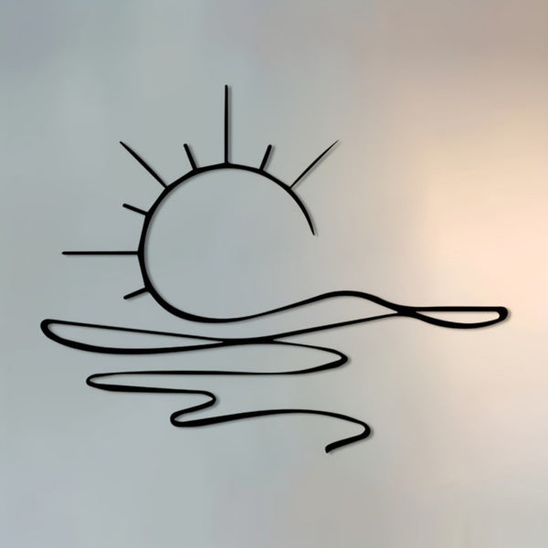Minimalist Sunrise Wall Art - Modern Metal Iron Wall Decor, Abstract Sun Line Design For Home , Elegant Housewarming & Wedding Gift, Versatile For Living Room, Bedroom, Bathroom, Kitchen & Halloween